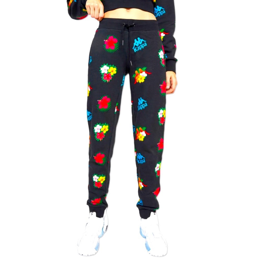 Kappa Black Floral Track Pants